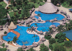 The pool area at the Hotel Playa Tambor in Costa Rica